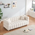 thumbnail image 4 of PORKISS 80" Sofa Couch for Living Room, Comfy Teddy Fleece Extra Deep Seat Couches with 2 Comfortable Pillows, Beige, 4 of 8