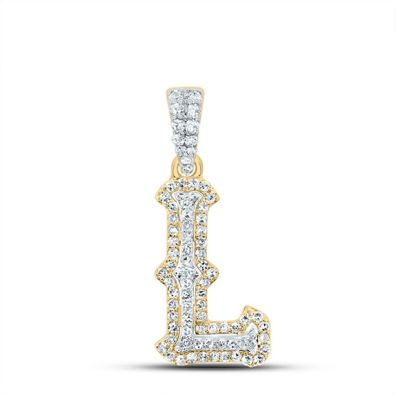 10k Yellow White 1/4 CTW Natural Diamond Fashion Initial "L" Pendant 1.06 Grams