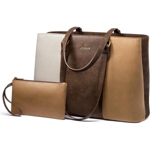 LOVEVOOK Laptop Tote Bag for Women Work Tote with Wristlet PU Leather Computer Bag for Teacher Office Daily