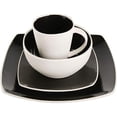 thumbnail image 3 of Gibson Elite Soho Lounge Square 16 Piece Stoneware Dinnerware Set, Black/White, 3 of 4