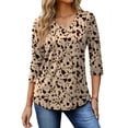 thumbnail image 2 of Fantaslook V Neck T Shirts for Women 3/4 Sleeve Tunic Tops Dressy Casual Blouses Boho Basics Tee Summer Fall Clothes, 2 of 8