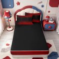thumbnail image 4 of meiyoeat Dark Monogram O Zipper Queen Comforter Set With Fitted Sheet And 2 Pillowcases,Initial Ombre Art Zipper Bedding Set For Boy,Black Reversible,4Pcs, 4 of 7