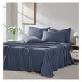 thumbnail image 5 of PaFagwy Extra Deep Pocket Bed Sheets Set, 4-Piece Ultra-Soft Microfiber Bed Sheets with 21" Deep Fitted Sheet, Oversize Flat Sheet, 2 Pillowcases, Dark Blue, 5 of 8