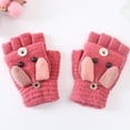 thumbnail image 6 of Flmtop Winter Warm Kids Boys Girls Cartoon Dog Flip Top Knit Half Finger Gloves Mittens, 6 of 8