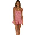thumbnail image 3 of KOMOO Women's Floral Print Jumpsuit Pleated Adjustable Spaghetti Strap Playsuit Short Pants Jumpsuit, 3 of 5