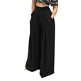 thumbnail image 1 of Txlixc Pantalones de piernas anchas, pantalones de cintura alta de color sólido casual Txlixc moda, 1 of 5