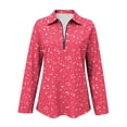 thumbnail image 6 of Enjoytime Womens Tops Collared Half Zip Pullover Long Sleeve Shirts Fall Fashion Printed Business Casual Blouses, 6 of 6