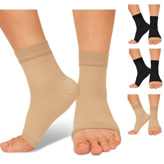3 Pairs Compression Arch Support Ankle Sleeves – Lightweight, Stretchable Socks for Daily Wear, Travel, and Sports