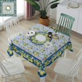 thumbnail image 2 of Table Cloth Waterproof Polyester Tablecloth Summer Lemon Vintage Style Blue Tile Pattern Table Clothes for Rectangle Tables, Indoor Outdoor Table Cover for Parties, Wedding, Dinner Table - 60x60 Inch, 2 of 6