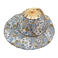 thumbnail image 5 of Wxqbjtam 2 in 1 Bamboo Fan Foldable Sun Hat Floral Sunscreen Cap Portable Multifunctional blue flower, 5 of 9