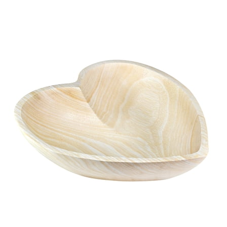 Vintage Heart Shaped Natural White Tamarind Wood Hand Carved Tray Bowl