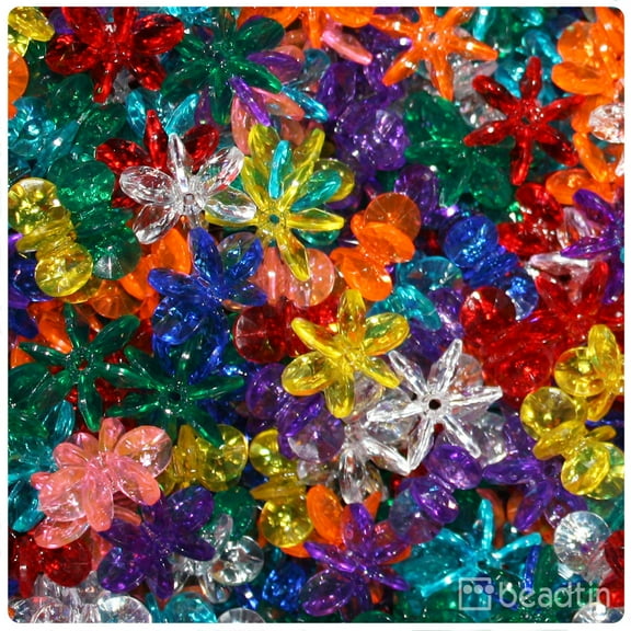 BeadTin Transparent Multi 25mm SunBurst Craft Beads (80pcs)