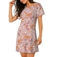 thumbnail image 2 of Kdxio Beautiful Fox Pattern Womens Short Sleeve Sleepshirt Scoopneck Cute Nightdress Ruffle Comfy Nightgown, 2 of 6