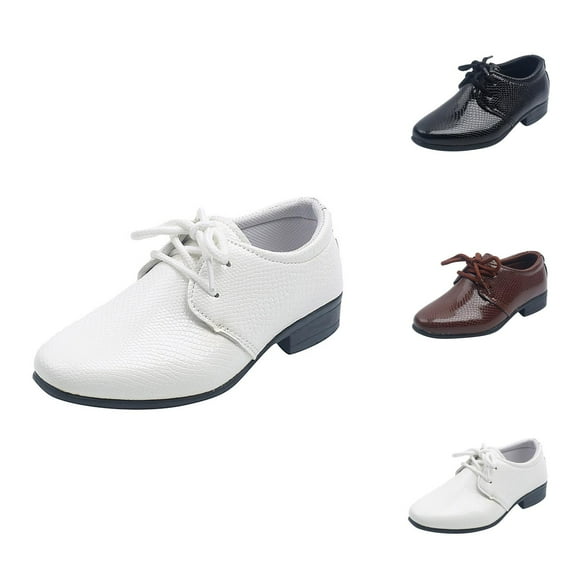 Boys Footwear Boy Sneaker Children Boys Leather Shoes Soft Leather Performance Lace Up British Style Casual Embossed