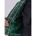 thumbnail image 5 of DARING DIVA Women's Double Breasted Plaid Tweed Cropped Jacket XS Green, 5 of 6
