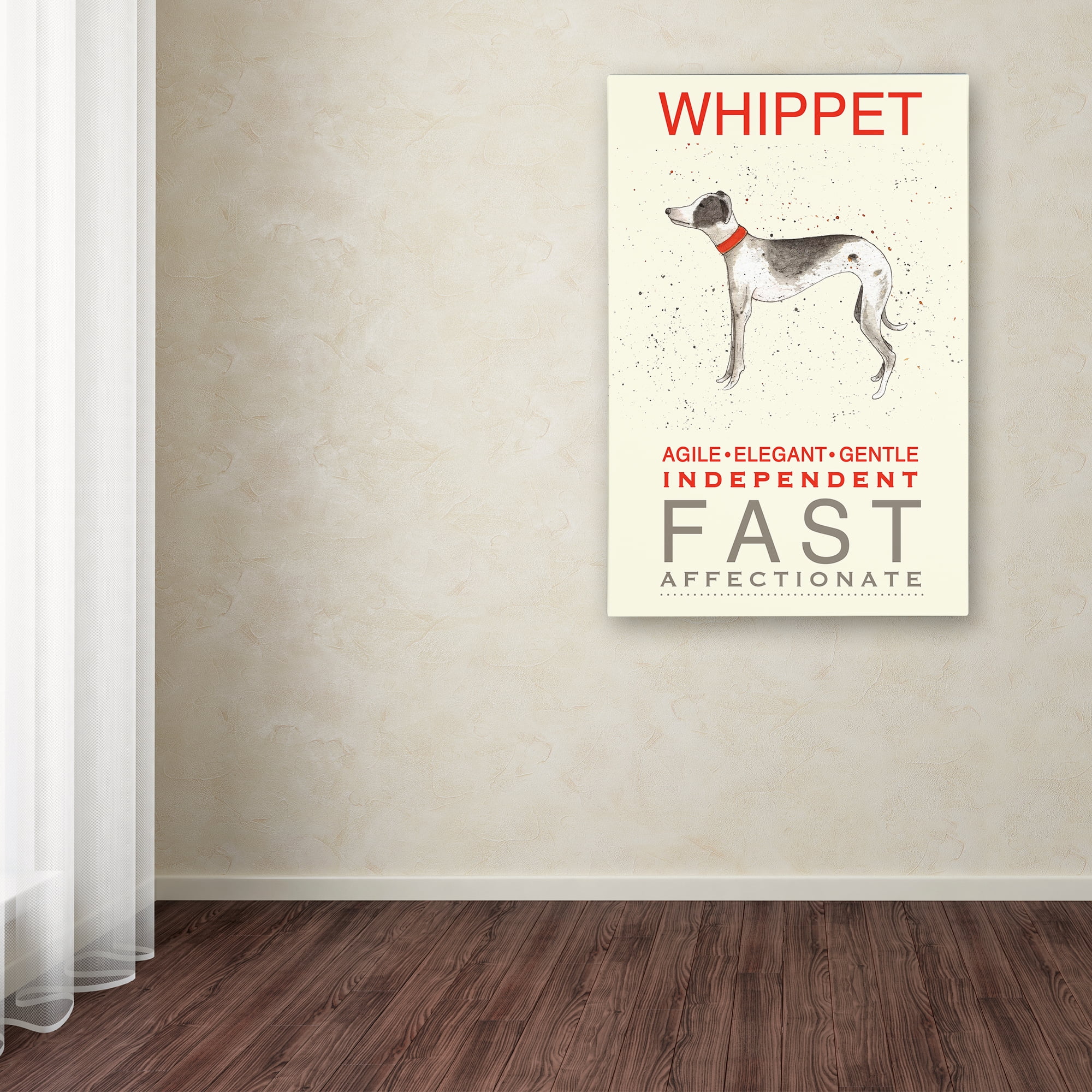Trademark Fine Art 'Whippet Print' Canvas Art by Michelle Campbell