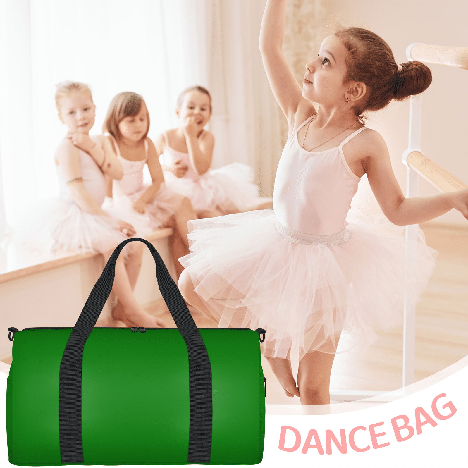 Herdesigns Green Travel Duffle Bag Sports Yoga Weekender Overnight Carry on Workout Bags Lightweight Waterproof Gym Tote Bag for Women