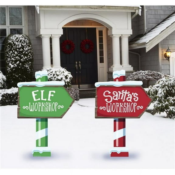 20 x 13 in. Elf & Santa Workshop Signs, Set of 2