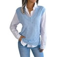 thumbnail image 2 of Seyurigaoka Women's Knitted Sweater Vest Solid Color Sleeveless V-Neck Hole Cutout Loose Knitwear Tank Tops, 2 of 9