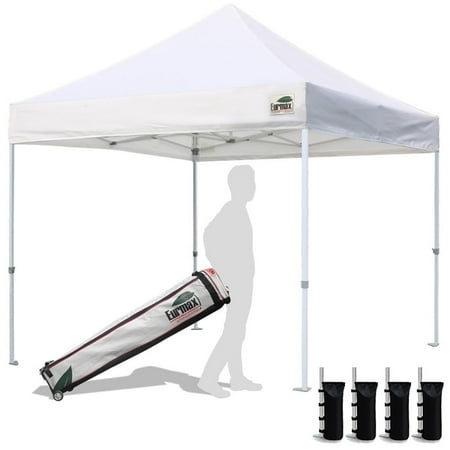 Eurmax 10 x 10 Ez Pop Up Canopy Tent Commercial Instant Shelter with Hevay Duty Roller Bag,Bonus 4 Sandbags Weight,
