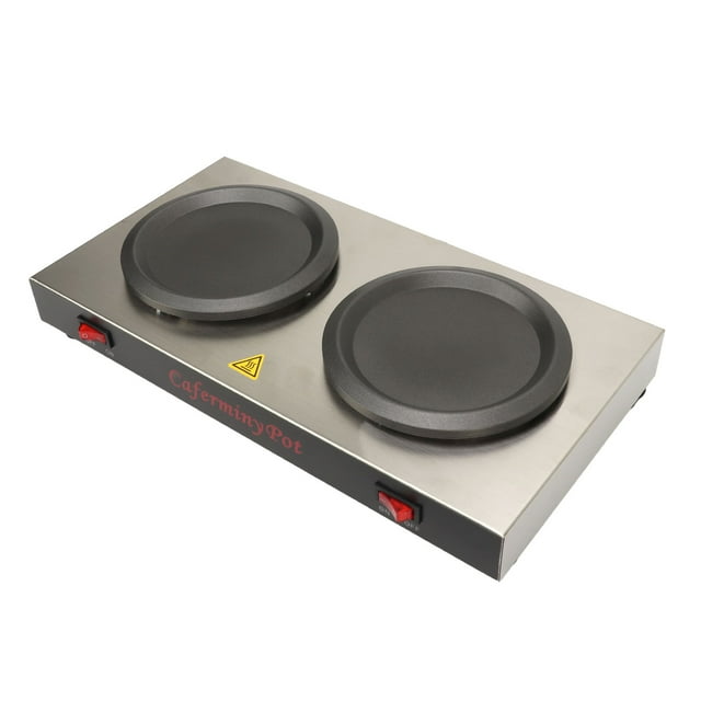 Double Coffee Warmer, Dual Heating Plate, Stainless Steel, Portable, Glass Decanter Warmer For Cafe Break Room