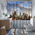 thumbnail image 2 of Lalilo 4 Pcs Sky Bright Blue Shower Curtain Sets with Rugs for Bathroom Decor,Australia Sydney Bathroom Curtain Set with Mats, 2 of 6