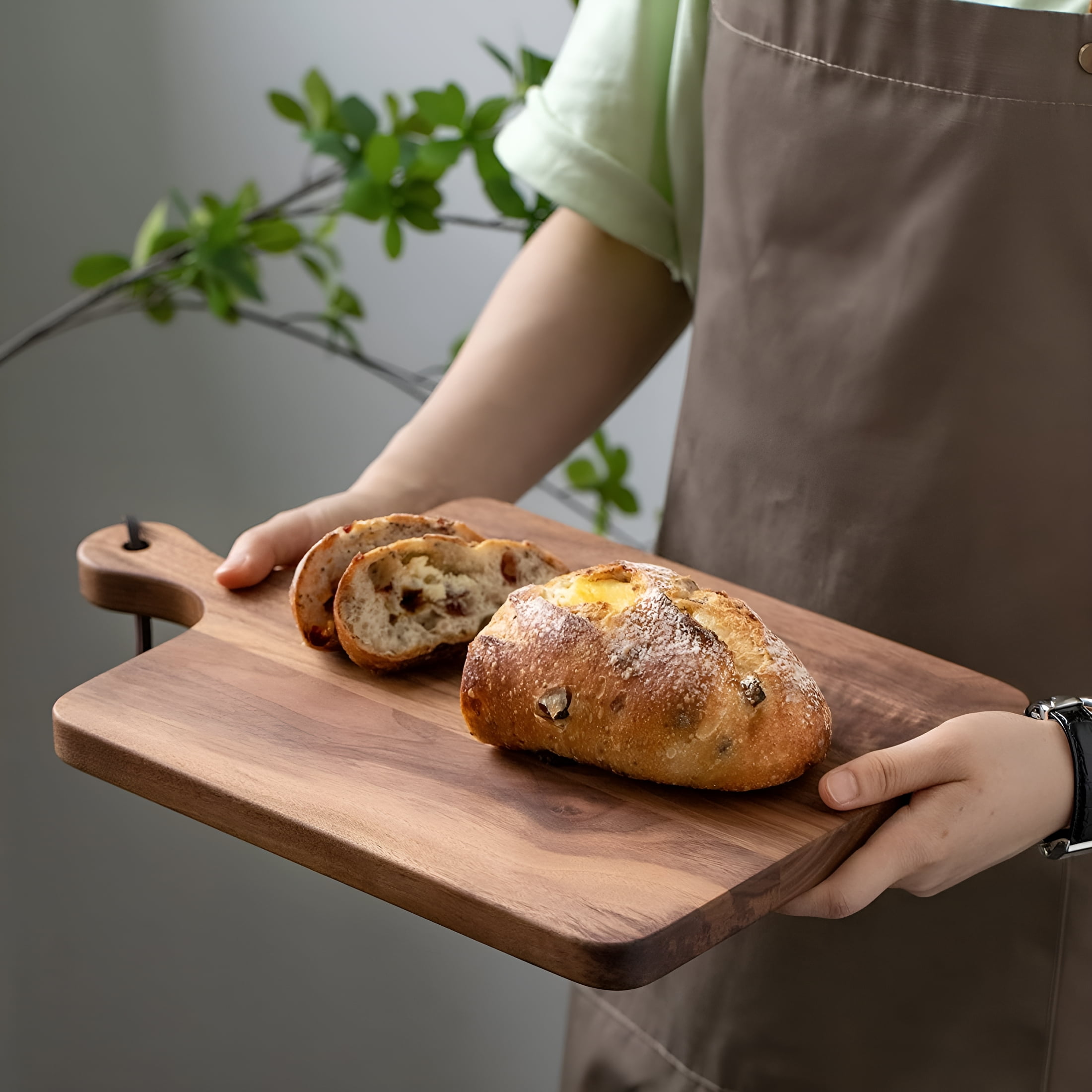 ACDANC 2026 New Wood Walnut Cutting Board for Kitchen,Wooden Chopping Board with Handle to Hang,Square Bread Pizza Cheese Board,Charcuterie Board Used for Serving Platter 15.7X9.8"