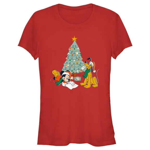 Junior's Mickey & Friends Letter for Santa Graphic Tee Red X Large