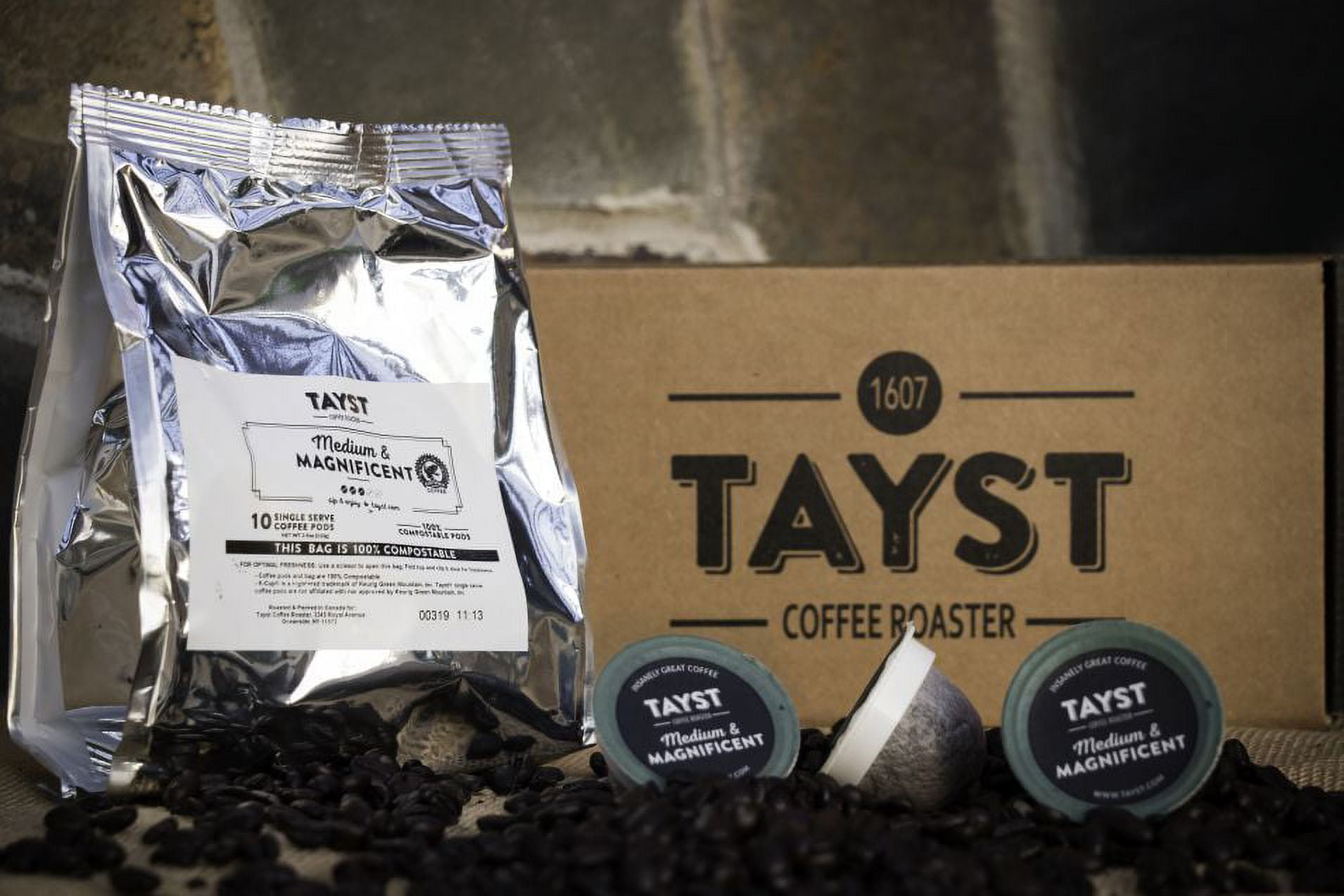 Tayst Medium Roast Coffee Pods | 100 ct. Medium & Magnificent | 100% Compostable Keurig K-Cup compatible | Gourmet Coffee in Earth Friendly packaging