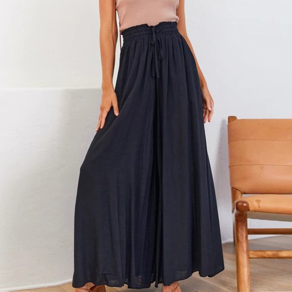 Women's Wide Leg Palazzo Pants High Waisted Flowy Lounge Trousers with Pockets