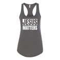 thumbnail image 2 of Jesus Matters Christian Love God Church | Womens Inspirational/Christian Jersey Racerback Tank Top, Dark Grey, X-Large, 2 of 3