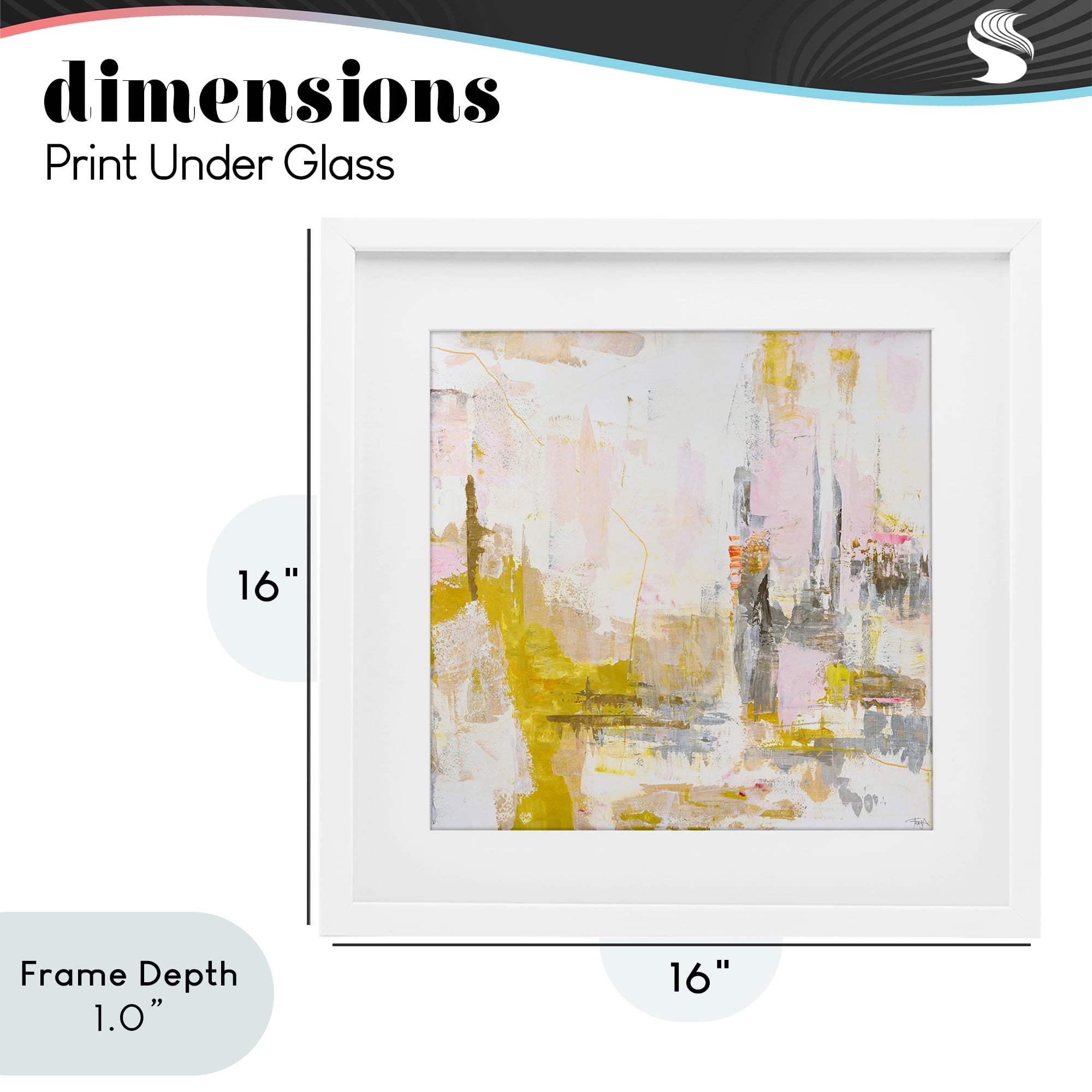 Stupell Industries New Age Yellow Abstract White Framed Print Under Glass, design by Design Fabrikken