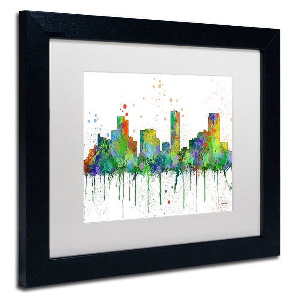 Trademark Fine Art "Denver Colorado Skyline Mclr-1" Canvas Art by Marlene Watson, White Matte, Black Frame