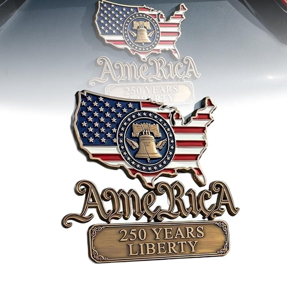 250th Anniversary Metal Car Emblem Badge, 3D Liberty Edition Red and Blue Decal for Auto, Truck, SUV, Motorcycle