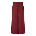 thumbnail image 5 of Endives Womens Baggy Pant Elastic Daily Elegant Oversized Casual Solid Color Pants Loose Long Pant Wide Leg Pants Trouser Women's Plus L-6XL Red, 5 of 6