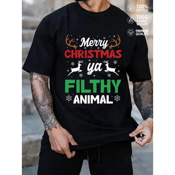 Christmas Filthy Animal funny t shirts t-shirts men's gifts graphic tees pack black Regular fit, everyday comfort, relaxed and urban style Wearable year-round Spring and summer outdoor loungewear Da