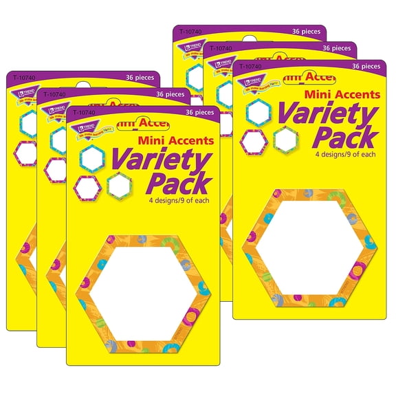 Trend Enterprises T-10740-6 Color Harm Hexa-Swirls Mini Accents Variety Pack - 6 per Pack