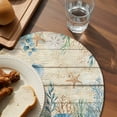 thumbnail image 3 of Vintage Beige Coastal Round 13 Inch Placemats Set of 2, Summer Beach Starfish Shell Coral Nautical HeatResistant Non Slip Place Mats for Dining Table, Wipeable Kitchen Table Mats for Housewarming, 3 of 9