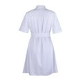 thumbnail image 5 of Bescita Women Dress Casual Turndown Neck Denim Long Party Dresses Short Sleeve Swing Dress, 5 of 6