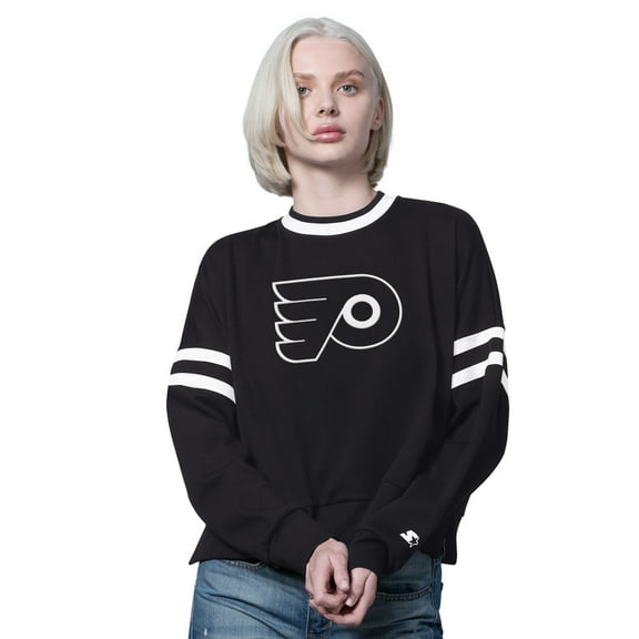 Women's Starter  Black Philadelphia Flyers Rally Fleece Cropped Sweatshirt