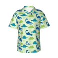 thumbnail image 2 of Goofa Cute Dinosaur Blue Green Hawaiian Shirt for Men, Unisex Summer Beach Casual Short Sleeve Button Down Shirts,Aloha Tropical Floral print shirt-Medium, 2 of 9