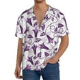 thumbnail image 1 of Fotbe Violets Flowers Camisa Estampada de Manga Corta para Hombre, Casual de Verano, Estilo Playero, Sin Arrugas-Small, 1 of 5