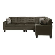 Lazzara Home Boykin 107 in. W Microfiber Upholstery 2-Piece Reversible Sectional Sofa in Chocolate
