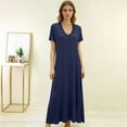 thumbnail image 2 of Endives Nightgown for Women Full Length Soft Breathable Crew Neck Sleepshirt for Women Sleep Dress Nightshirt Ladies Summer Pajama Dress Long Dress Causal Nightwear Dark Blue M, 2 of 4