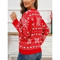 thumbnail image 5 of JYYYBF Women's Christmas Sweaters Classic Snowflake Graphic Print Long Sleeve Round Neck Pullover Knit Tops, 5 of 6