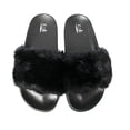 thumbnail image 2 of Kali Footwear Womens Flip Flop Faux Fur Soft Slide Flat Slipper Limit(Black, 6), 2 of 5