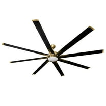 Barcelona 72" or 84" Nickel or Champagne Gold 8 Blade Ceiling Fan with Matte Black Blades