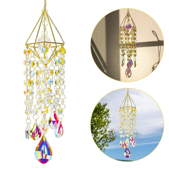 37'' Crystal Suncatchers Wind Chime, TSV Colorful Crystal Prisms Wind Bell for Garden Patio Lawn and Room Decor, Gift