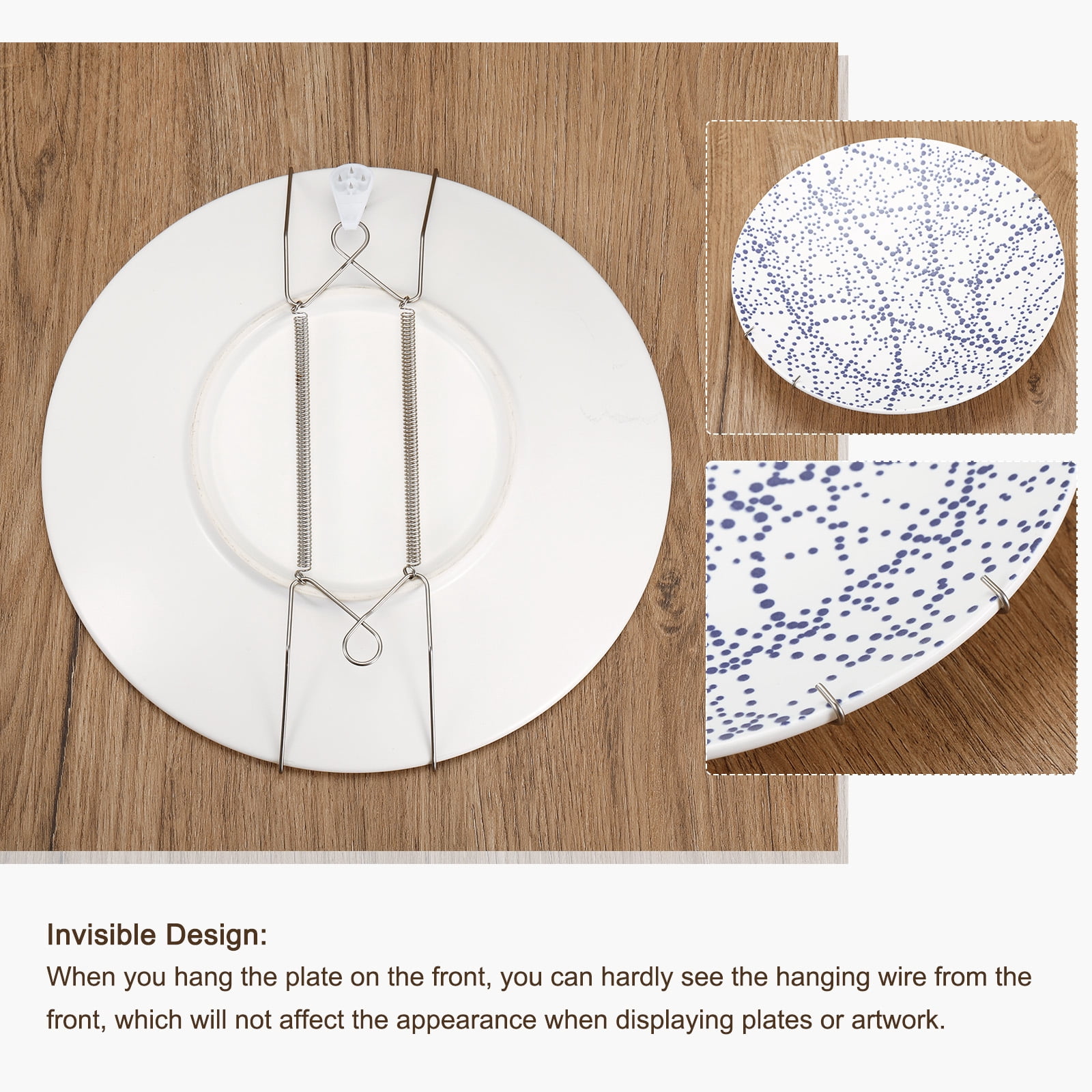 Unique Bargains Stainless Steel Invisible Wall Plate Hangers for Plates and Display 12in