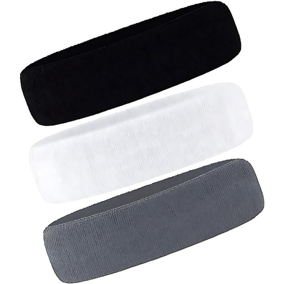 PEAKTREND 3 Pack Sweatbands Sports Headband for Men & Women Moisture Wicking Athletic Terry Cloth Sweatband for Tennis, Basketball, Running, Gym, Working Out